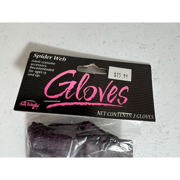 Halloween Costume Gloves Black Long Spider Web Witch Vampire Closed Finger NEW - Picture 3 of 7